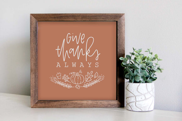 Medium Size Sign Insert: Give Thanks (Thanksgiving/Fall) | Magnetic Sign INSERT ONLY