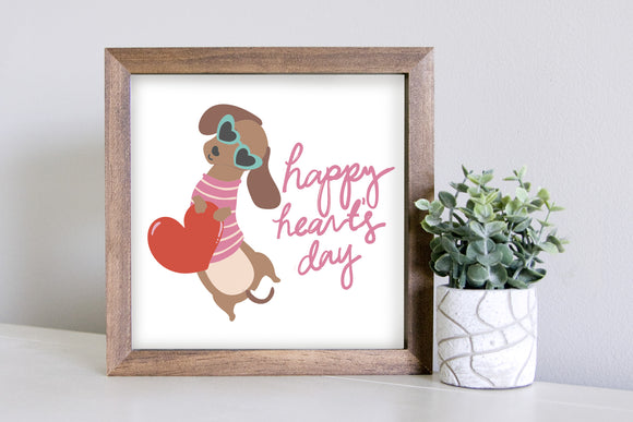 Medium Size Sign Insert: Happy Heart's Day Dog (Valentine's) | Magnetic Sign INSERT ONLY