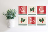 Magnetic Banner Insert: Ho Ho Ho Stripes and Holly with Scalloped Edge (Winter/Christmas) | Magnetic Banner INSERTS ONLY