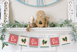 Magnetic Banner Insert: Ho Ho Ho Stripes and Holly with Scalloped Edge (Winter/Christmas) | Magnetic Banner INSERTS ONLY