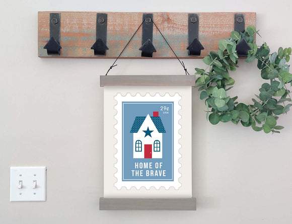 Magnetic Wall Hanging Insert: Home of the Brave Postage Stamp (Fourth of July/Summer) | INSERT ONLY