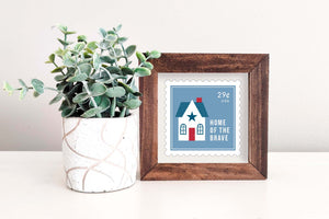 MINI Sign Insert Only: Home of the Brave Postage Stamp (Summer/Fourth of July) | Magnetic Sign INSERT ONLY