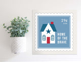 Medium Size Sign Insert: Home of the Brave Postage Stamp (Summer/Fourth of July) | Magnetic Sign INSERT ONLY