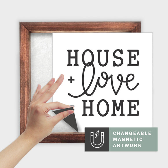 Magnetic Seasonal Art Insert for Interchangeable Decor Sign (Medium Insert Only): House + Love = Home