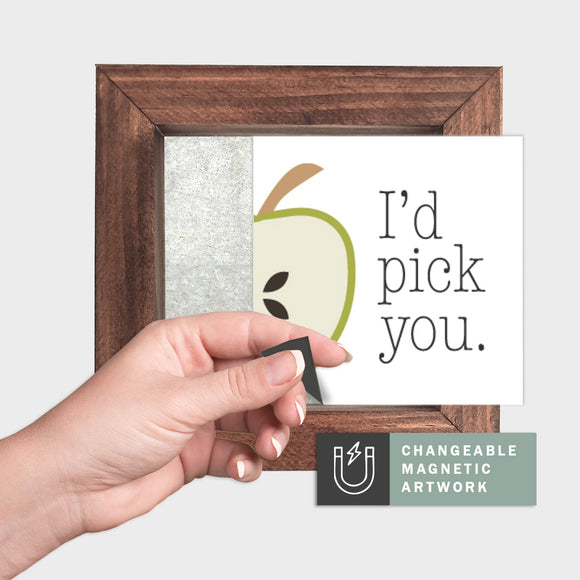 Magnetic Seasonal Art Insert for Interchangeable Decor Sign (Mini Insert Only): I'd Pick You Green Apple | Fall