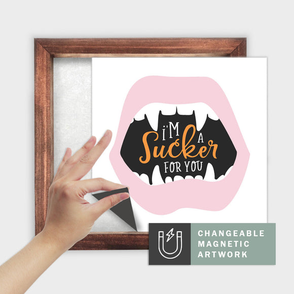 Magnetic Seasonal Decor Insert for Interchangeable Sign (Medium): I'm a Sucker For You - Pink | Halloween | Magnetic Sign Blank Sold Separate