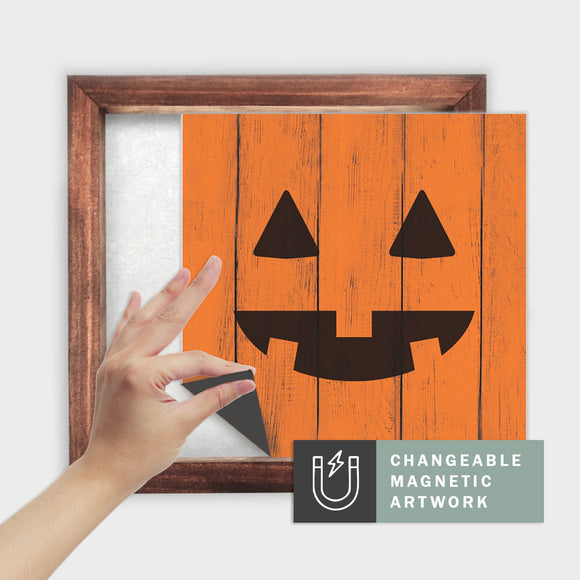 Magnetic Seasonal Art Insert for Interchangeable Decor Sign (Medium Insert Only): Jack-O-Lantern Face | Halloween / Fall