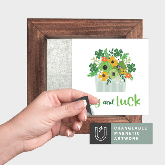 Magnetic Seasonal Art Insert for Interchangeable Decor Sign (Mini Insert Only): Joy and Luck Clover Bouquet | St. Patrick's / Spring