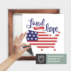 Magnetic Seasonal Art Insert for Interchangeable Decor Sign (Medium Insert Only): Land That I Love | Fourth of July / Summer