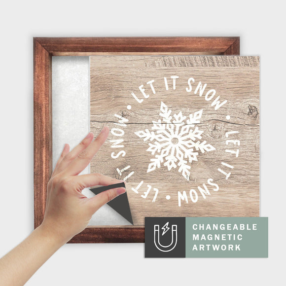 Magnetic Seasonal Art Insert for Interchangeable Decor Sign (Medium Insert Only): Let it Snow | Christmas / Winter