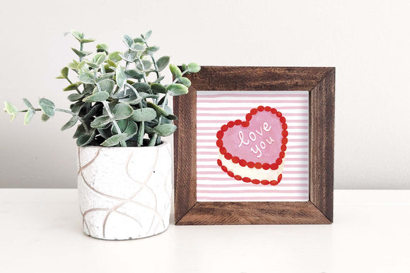 MINI Sign Insert Only: Love You Valentine's Cake | Magnetic Sign INSERT ONLY