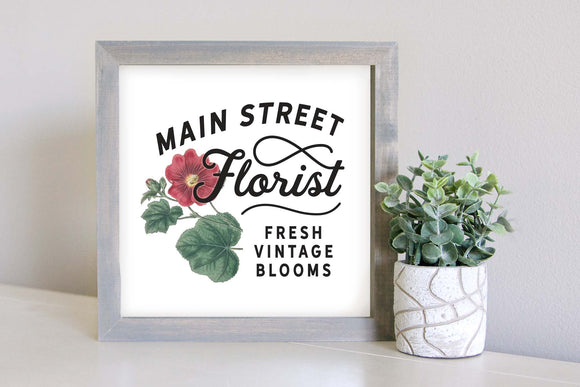 Medium Size Sign Insert: Main Street Florist (Spring) | Magnetic Sign INSERT ONLY