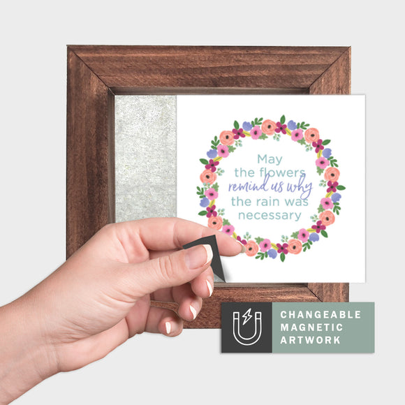 Magnetic Seasonal Decor Insert for Interchangeable Sign (Mini): May the Flowers Remind Us (Spring) | Magnetic Sign INSERT ONLY