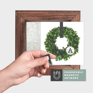 Magnetic Seasonal Art Insert for Interchangeable Decor Sign (Mini Insert Only): Monogram Wreath