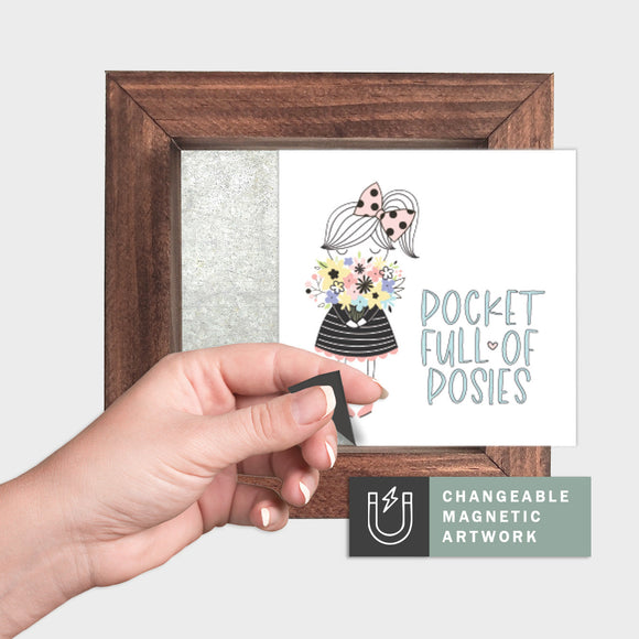 Magnetic Seasonal Art Insert for Interchangeable Decor Sign (Mini Insert Only): Pocket Full of Posies | Easter / Spring