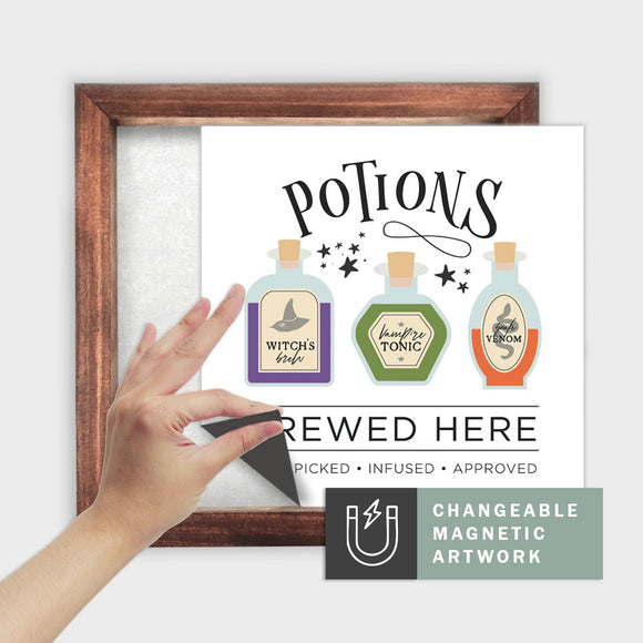 Magnetic Seasonal Art Insert for Interchangeable Decor Sign (Medium Insert Only): Potions | Halloween / Fall