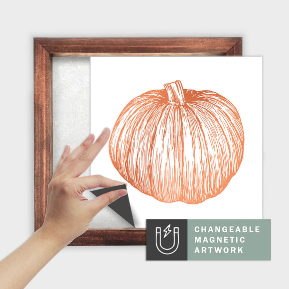 Magnetic Seasonal Art Insert for Interchangeable Decor Sign (Medium Insert Only): Pumpkin Sketch | Thanksgiving / Fall