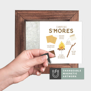 Magnetic Seasonal Art Insert for Interchangeable Decor Sign (Mini Insert Only): Smores | Summer / Fall