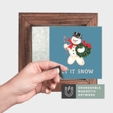 Magnetic Seasonal Art Insert for Interchangeable Decor Sign (Mini Insert Only): Snowman Illustration Let it Snow  | Christmas / Winter