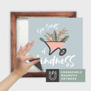 Magnetic Seasonal Art Insert for Interchangeable Decor Sign (Medium Insert Only): Sow Seeds of Kindness | Spring