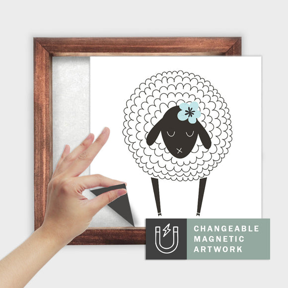 Magnetic Seasonal Art Insert for Interchangeable Decor Sign (Medium Insert Only): Spring Lamb | Easter / Spring