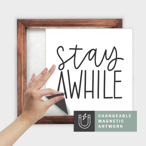 Magnetic Seasonal Art Insert for Interchangeable Decor Sign (Medium Insert Only): Stay Awhile