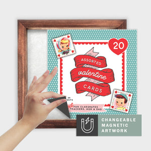Magnetic Seasonal Art Insert for Interchangeable Decor Sign (Medium Insert Only): Valentine Card Box | Winter