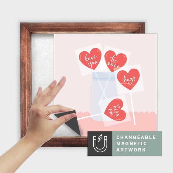 Magnetic Seasonal Art Insert for Interchangeable Decor Sign (Medium Insert Only): Valentine Message Suckers | Winter