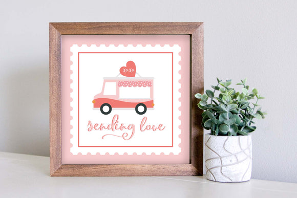 Medium Size Sign Insert: Sending Love Truck (Valentine's) | Magnetic Sign INSERT ONLY