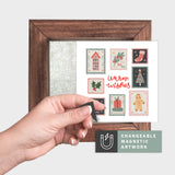 Magnetic Seasonal Art Insert for Interchangeable Decor Sign (Mini Insert Only): Warm Wishes Stamp Collage | Christmas / Winter
