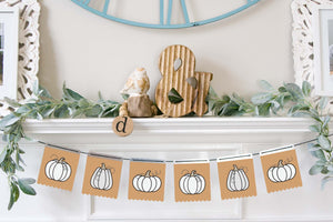 Magnetic Banner Insert: White Pumpkins with Scalloped Edge (Fall/Thanksgiving) | Magnetic Banner INSERTS ONLY