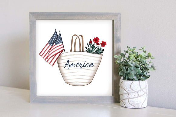 Medium Size Sign Insert: America Market Tote (Summer/Fourth of July) | Magnetic Sign INSERT ONLY