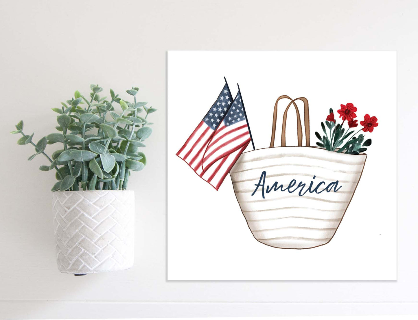 Medium Size Sign Insert: America Market Tote (Summer/Fourth of July) | Magnetic Sign INSERT ONLY