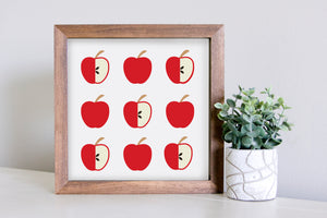 Medium Size Sign Insert: Apple Grid Red (Fall) | Magnetic Sign INSERT ONLY