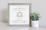 Medium Size Sign Insert: As Your Menorah Glows with Light (Hanukkah/Winter)| Magnetic Sign INSERT ONLY