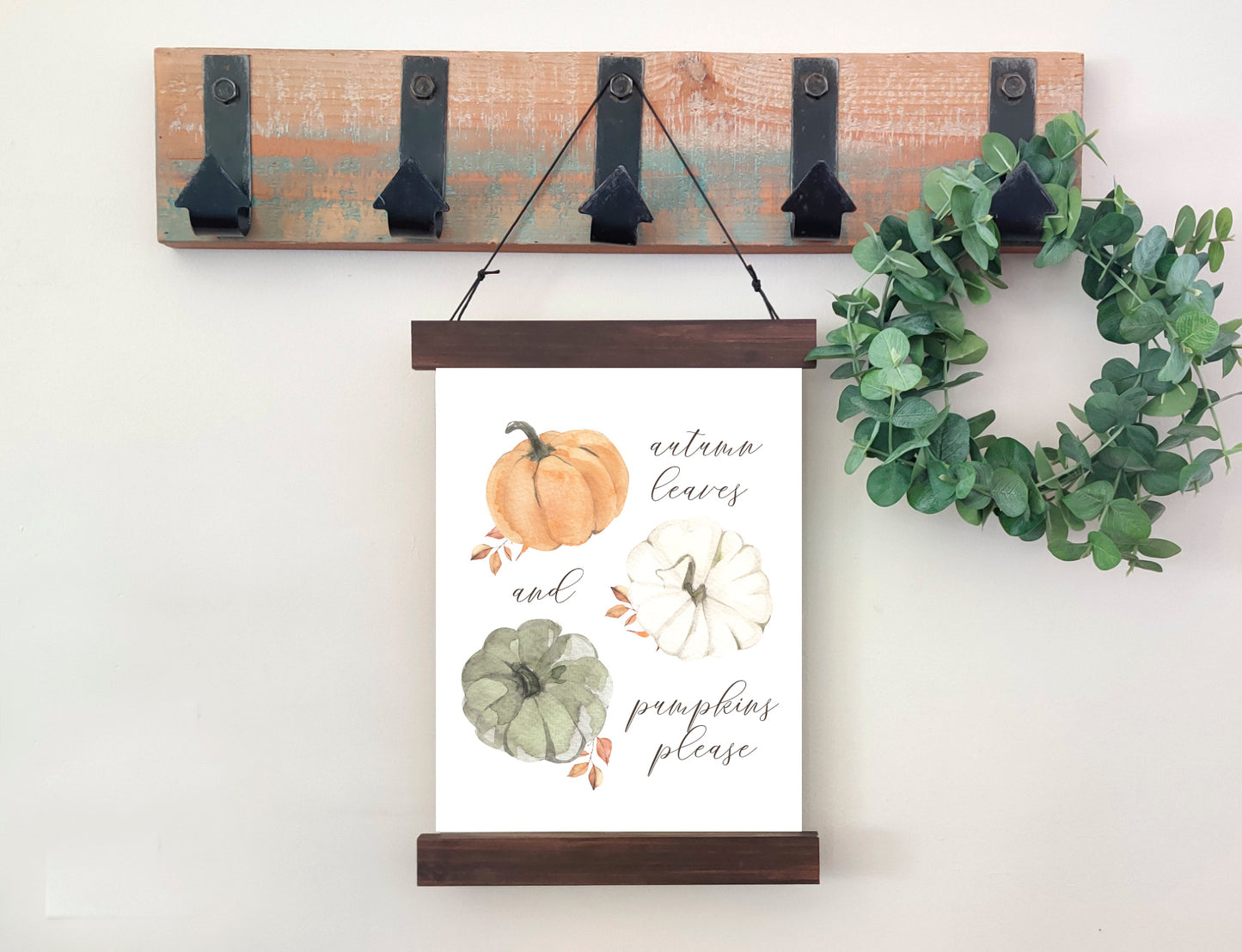 Magnetic Wall Hanging Insert: Autumn Leaves and Pumpkins Please (Thanksgiving/Fall) | INSERT ONLY