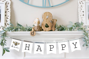 Magnetic Banner Insert: Bee Happy with Pennant Edge ( Spring/Summer) | Magnetic Banner INSERTS ONLY