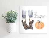 Medium Size Sign Insert: Be Thankful Boots and Pumpkin (Thanksgiving/Fall) | Magnetic Sign INSERT ONLY