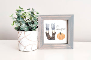 MINI Sign Insert Only: Be Thankful Boots and Pumpkin (Thanksgiving/Fall) | Magnetic Sign INSERT ONLY