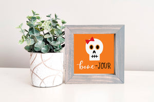 MINI Sign Insert Only: Bone-Jour Orange  (Halloween) | Magnetic Sign INSERT ONLY