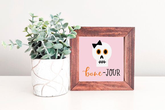 MINI Sign Insert Only: Bone-Jour Pink (Halloween) | Magnetic Sign INSERT ONLY