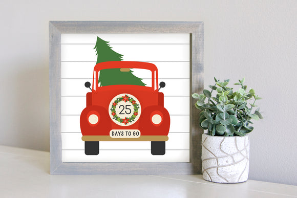 Medium Size Sign Insert: Christmas Truck and Tree Countdown