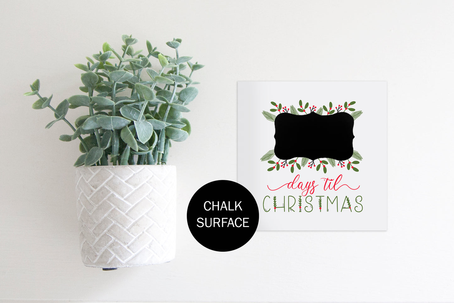 MINI Sign Insert Only: Days Til Christmas Countdown w/ Writeable Chalk Surface | Magnetic Sign INSERT ONLY