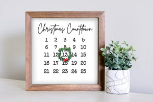 Medium Size Sign Insert: Traditional Christmas Countdown (*NEW* Wreath Style as of 9/27/21, as pictured)