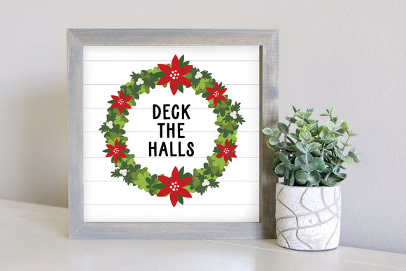 Medium Size Sign Insert: Deck the Halls Wreath (Christmas/Winter) | Magnetic Sign INSERT ONLY