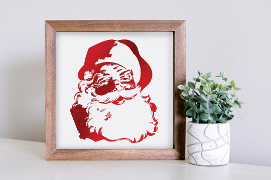 Medium Size Sign Insert: Faux Metallic Christmas Santa | Magnetic Sign INSERT ONLY