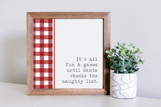 Medium Size Sign Insert: Naughty List Red (Christmas/Winter) | Magnetic Sign INSERT ONLY