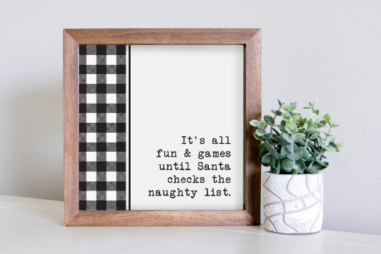 Medium Size Sign Insert: Naughty List Black (Christmas) | Magnetic Sign INSERT ONLY