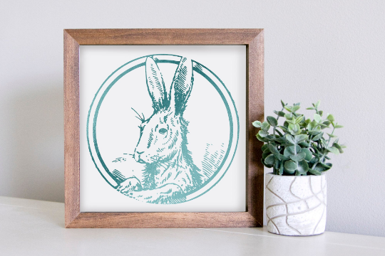 SLIGHTLY FLAWED Medium Size Sign Insert: Easter Bunny Sketch (Spring) | Magnetic Sign INSERT ONLY