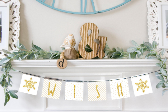 Magnetic Banner Insert: Gold Winter Wish | Magnetic Banner INSERTS ONLY